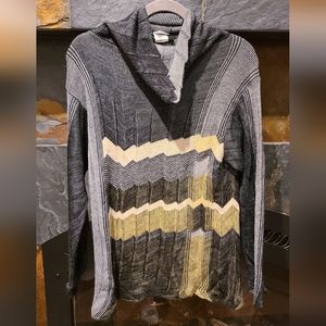 Crea Concept Black Wool and Alpaca Blend Chevron Pattern Turtleneck Sweater larg